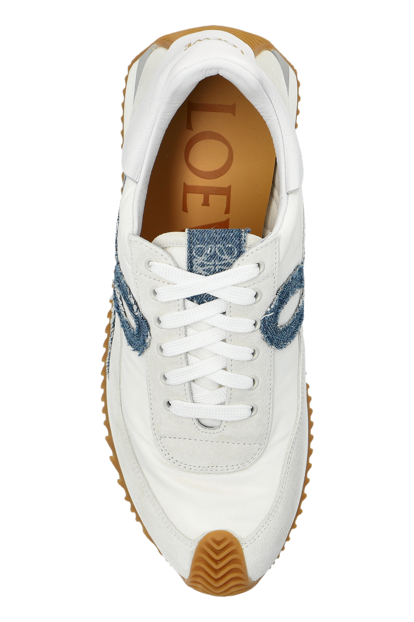 新作*LOEWE*デニムロゴ フローランナー 2.0 ホワイト×ブルー Loewe Women's Flow Runner 2.0 Nylon & Suede White / Light
